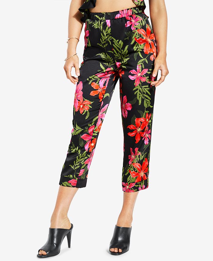 GUESS Phoenix Floral-Print Capri Pants - Macy's