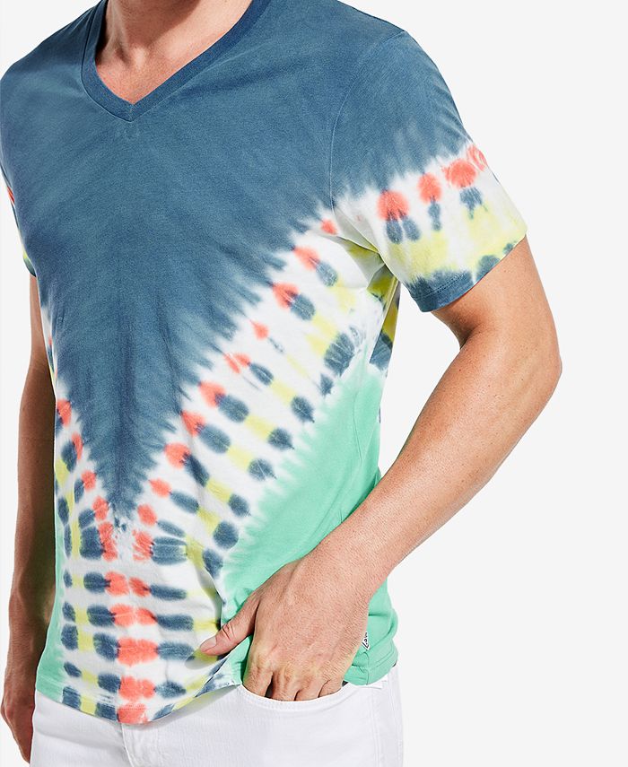 GUESS Men's Tie-Dye V-Neck T-Shirt - Macy's