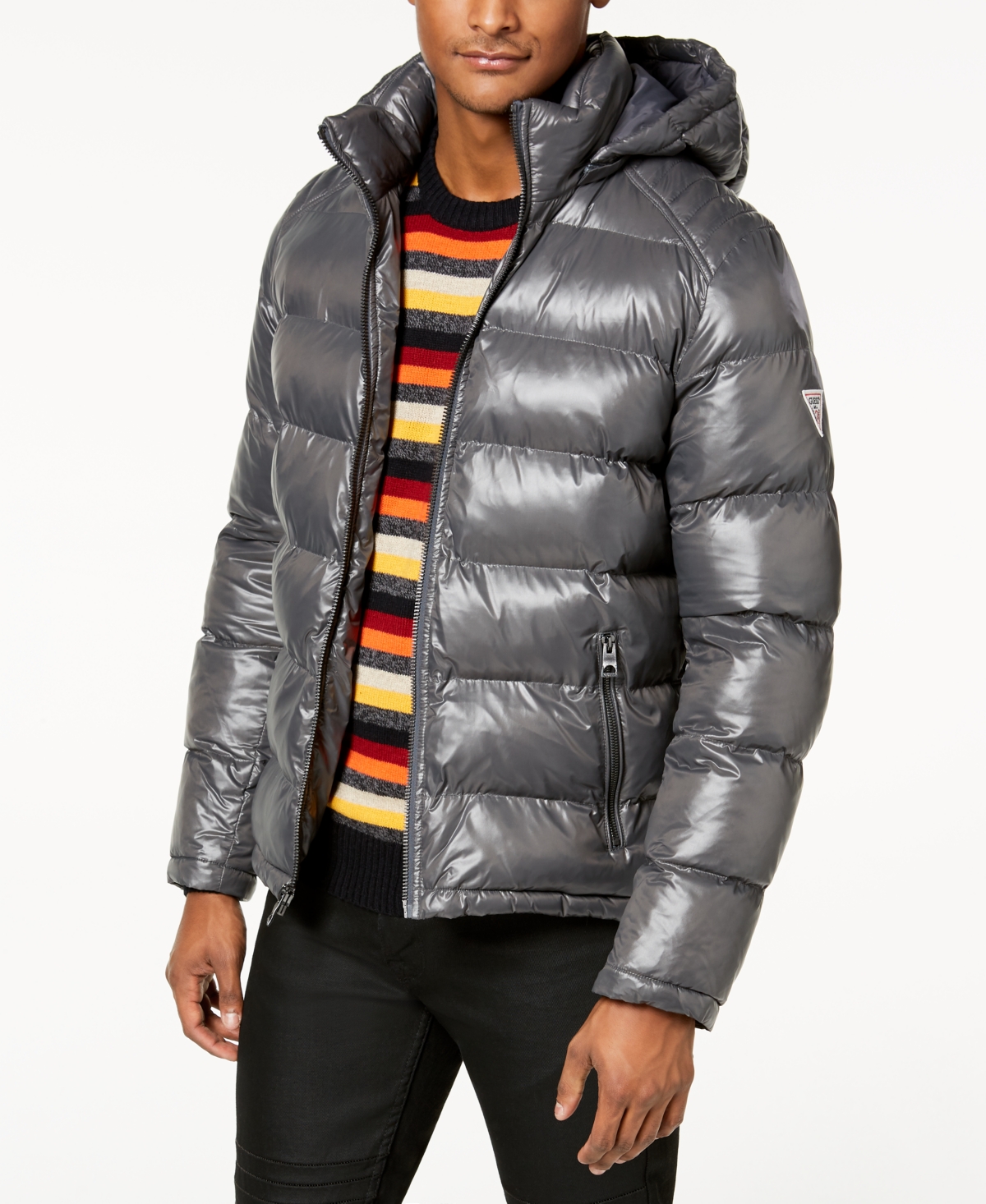 Men's hooded puffer coat guess shop