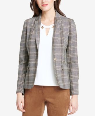 Tommy Hilfiger - One-Button Plaid Elbow-Patches Jacket