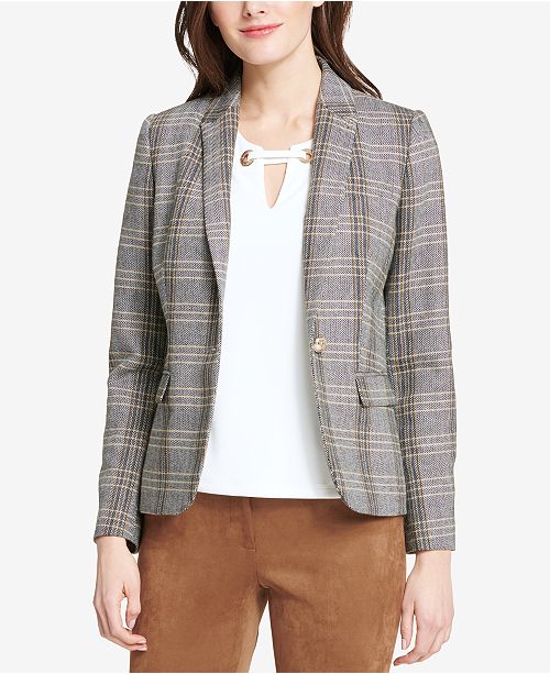 Tommy Hilfiger OneButton Plaid ElbowPatches Jacket & Reviews