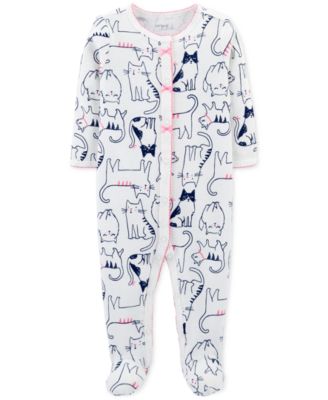 Carter's - Baby Girls Cat-Print Thermal Footed Cotton Coverall