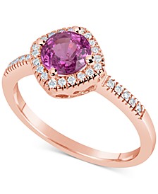 Pink Sapphire (1 ct. t.w.) & Diamond (1/6 ct. t.w.) Ring in 14k Rose Gold