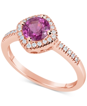 image of Pink Sapphire (1 ct. t.w.) & Diamond (1/6 ct. t.w.) Ring in 14k Rose Gold