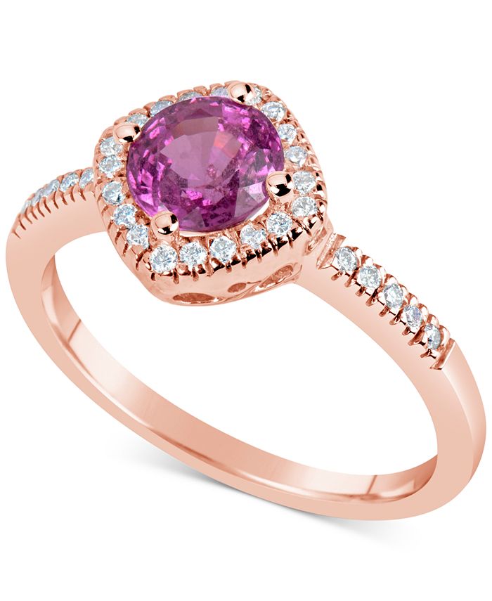 Macy's Pink Sapphire (1 ct. t.w.) & Diamond (1/6 ct. t.w.) Ring in 14k ...