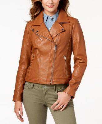 Michael Kors Petite Leather Moto Jacket 