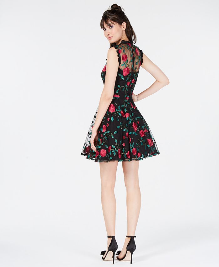 City Studios Juniors Embroidered Bell Sleeve Dress
