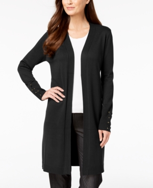 image of Jm Collection Lace-Up-Sleeve Cardigan, Regular & Petite Sizes, Created for Macy-s