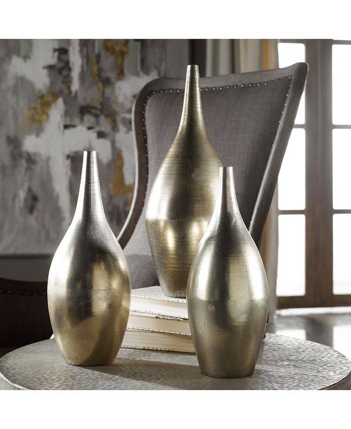Uttermost Rajata Silver Vases, Set of 3 - Macy's