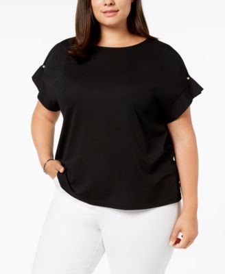 Calvin Klein - Plus Size Pearl-Detailed Top