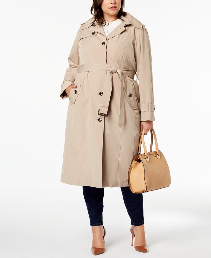 London Fog Plus Size Hooded Trench Coat & Reviews - Coats & Jackets ...