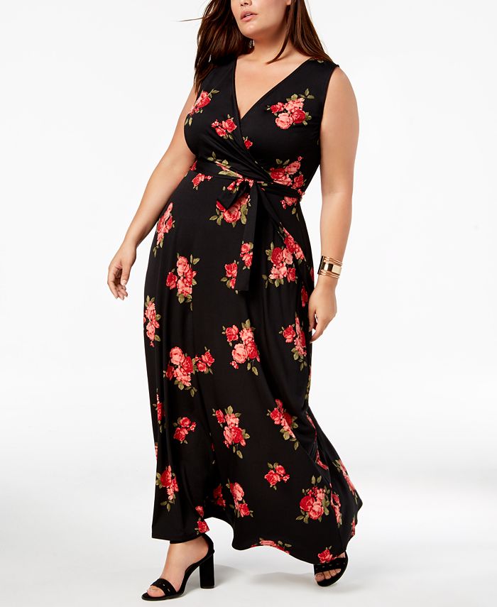 Love Squared Women's Trendy Plus Size Cascade Wrap Shirtdress Green Size XX-Large