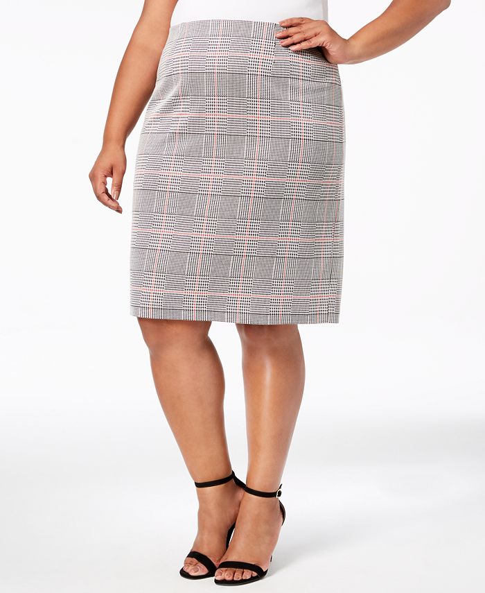 Plus size hotsell plaid pencil skirt