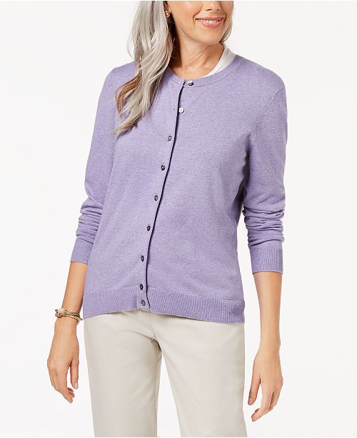 Karen Scott Petite CrewNeck Cardigan, Created for Macy's & Reviews