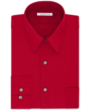 Van Heusen Men's Big & Tall Classic/regular Fit Wrinkle Free Poplin Solid Dress Shirt In Flame