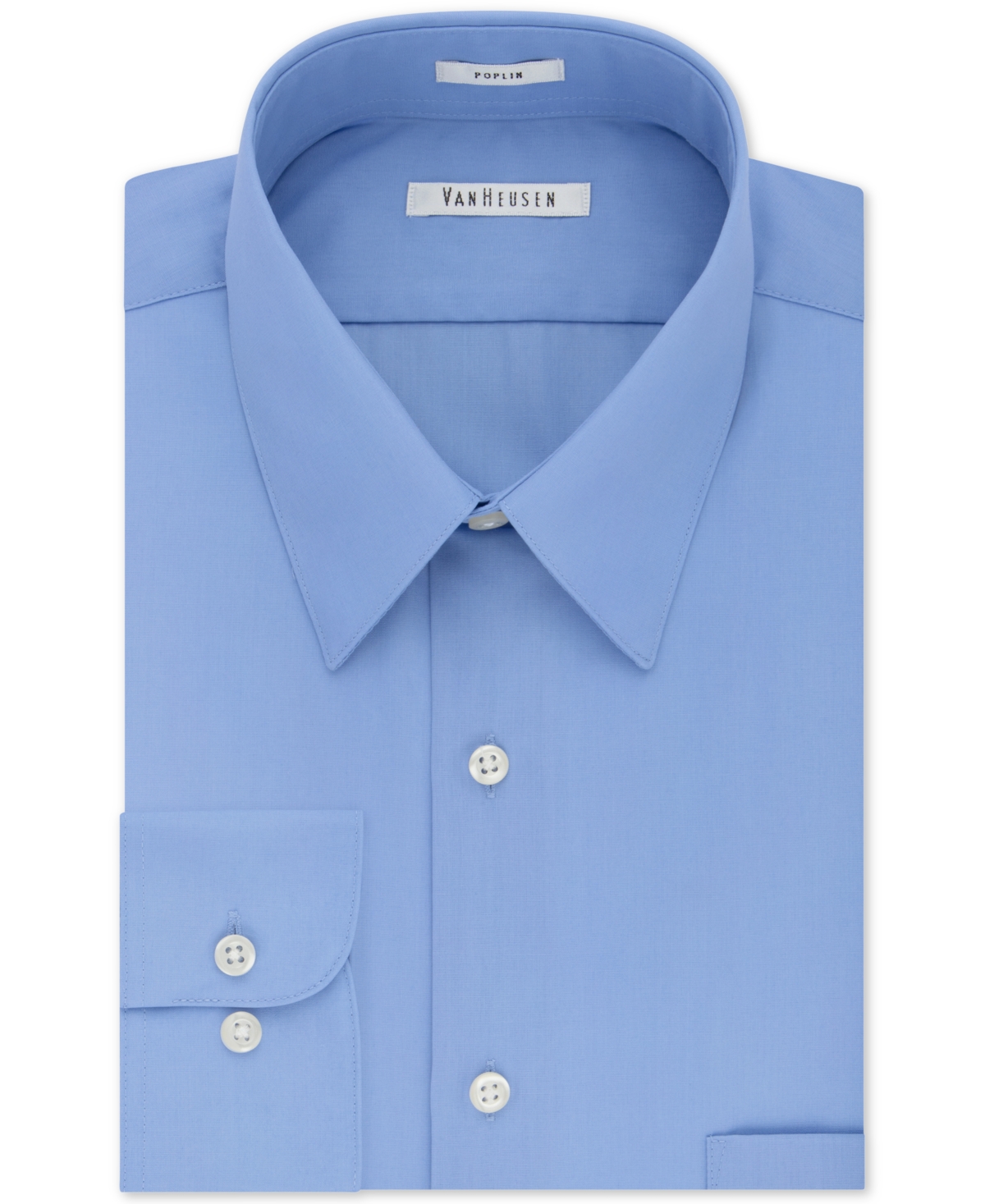 Men's Classic-Fit Point Collar Poplin Dress Shirt - Cameo Blue