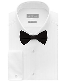 Men's Classic/Regular Fit Non-Iron Performance French Cuff Formal Dress Shirt & Pre-Tied Silk Bow Tie Set