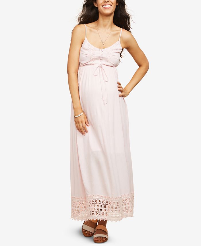 Motherhood Maternity Lace-Trim Maxi Dress - Macy's