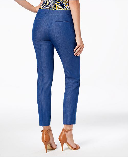 Anne Klein Soft Denim Extended-Tab Ankle Pants & Reviews - Pants ...