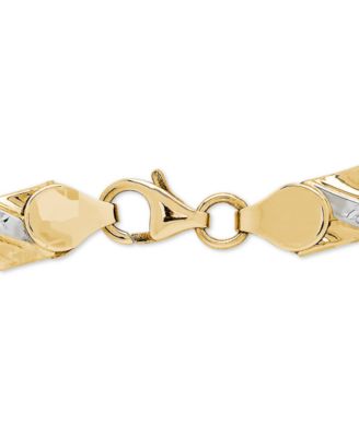 Steel Nation Two-Tone Textured Link Bracelet For Men – 8.5 Inch Stainless Steel Cuff | Hypoallergenic & Stylish