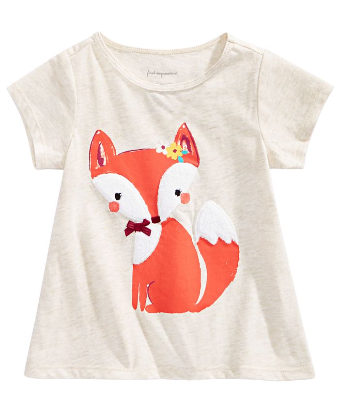 First Impressions Toddler Girls Fox & Bow Graphic Cotton T-Shirt ...