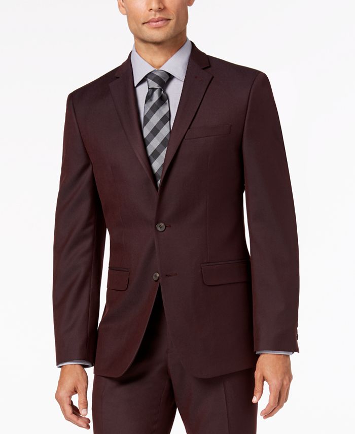 Van Heusen Flex Men's Slim-Fit Stretch Burgundy Solid Suit - Macy's