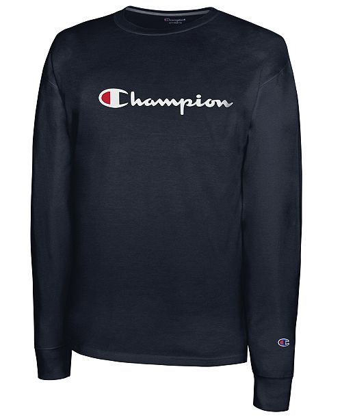 Champion Men's Script-Logo Long Sleeve Tshirt & Reviews - T-Shirts ...