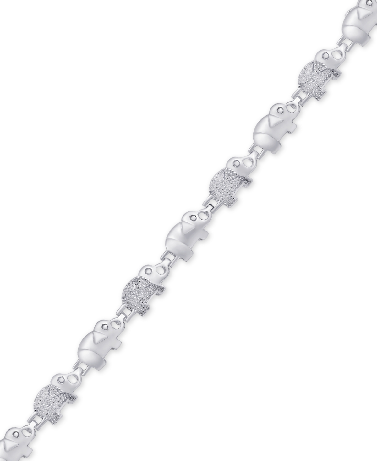 Diamond Accent Elephant Bracelet in Silver-Plate