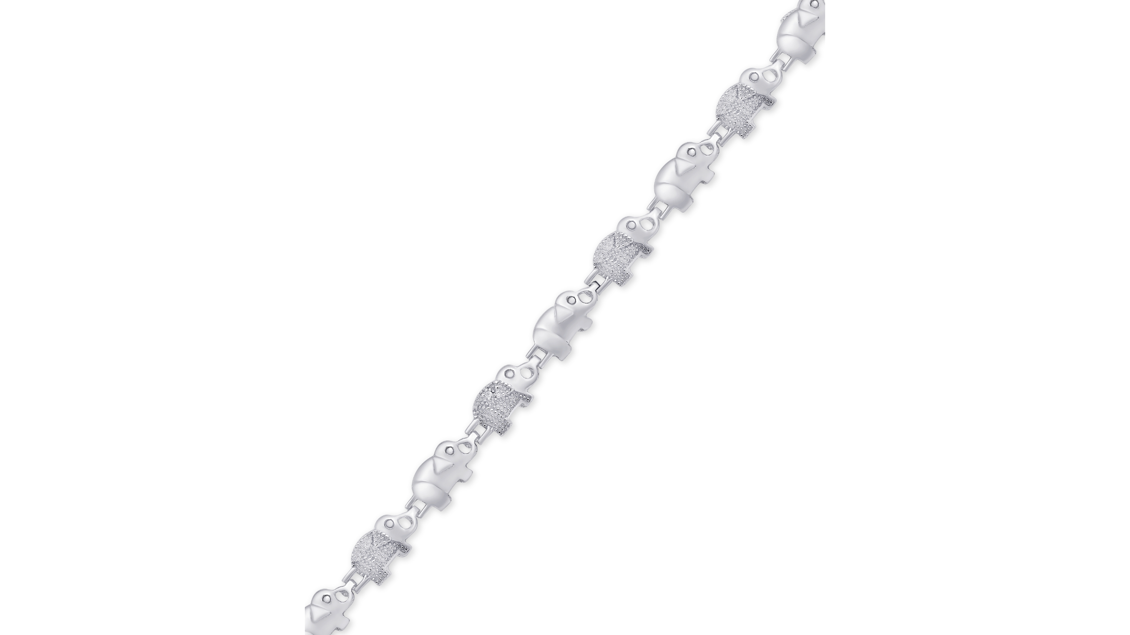 Diamond Accent Elephant Bracelet in Silver-Plate