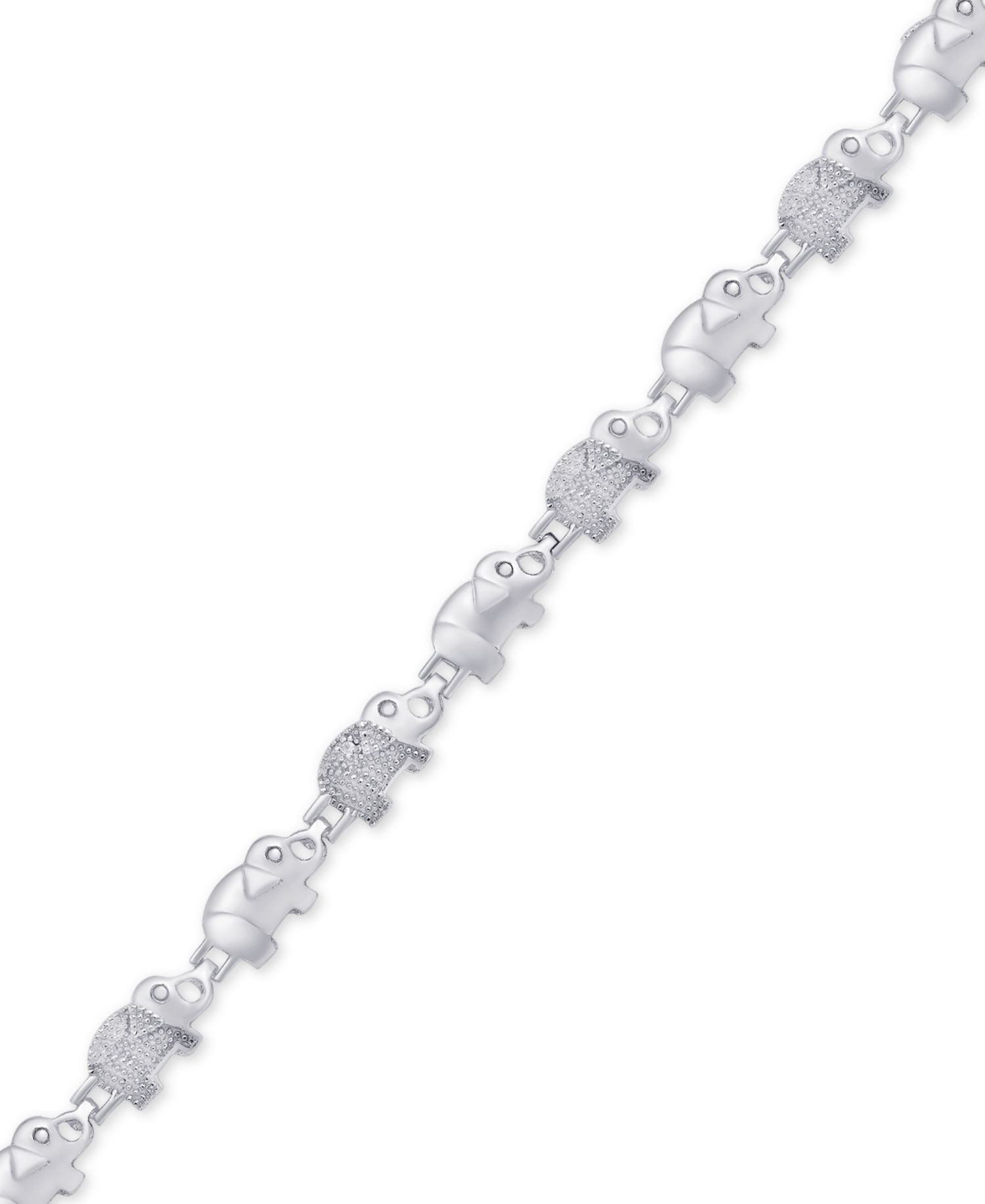 Diamond Accent Elephant Bracelet in Silver-Plate
