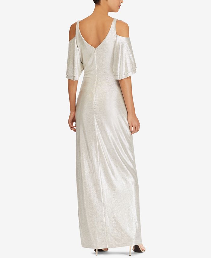 Lauren Ralph Lauren Metallic Cold-Shoulder Gown - Macy's