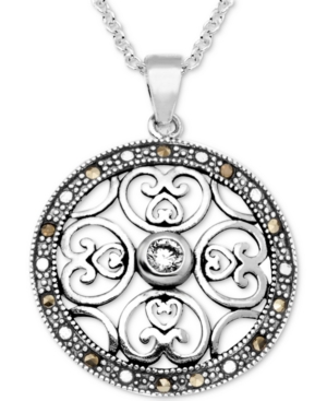 image of Marcasite & Crystal Openwork Circle 18