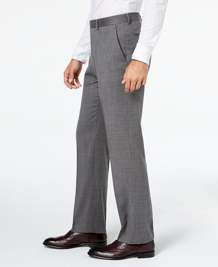 Tommy Hilfiger Men's Modern Fit Flex Stretch Plaid Linen Suit Jacket Gray Size 44