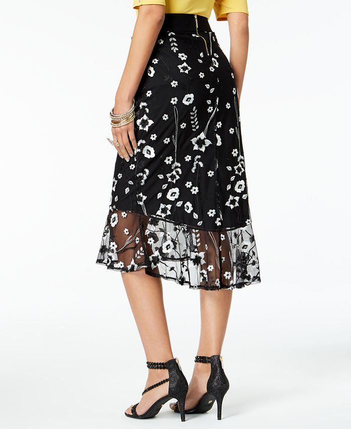 Thalia Sodi Embroidered Flounce Skirt, Created for Macy's - Macy's