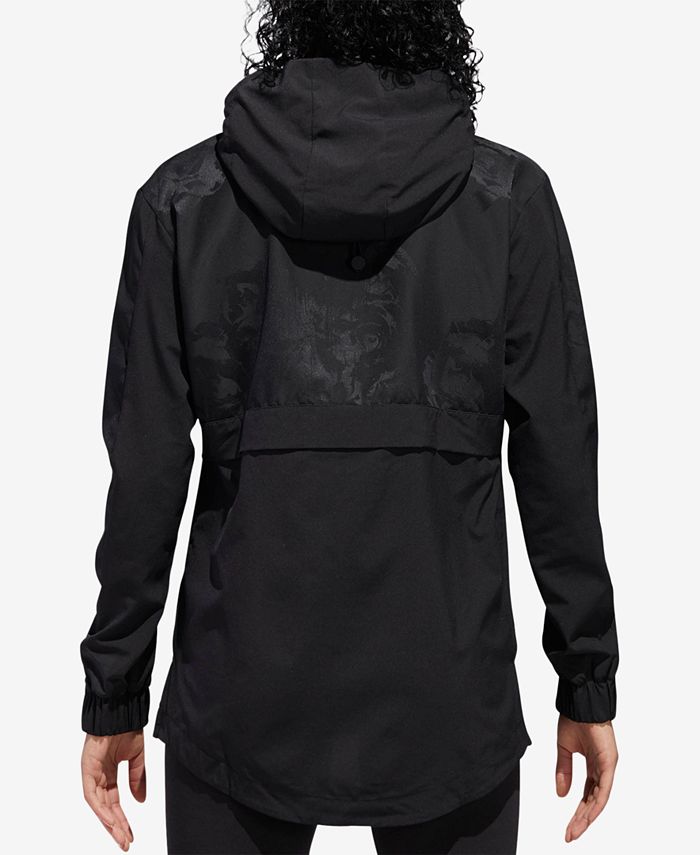 adidas Floral-Print Half-Zip Hooded Jacket - Macy's