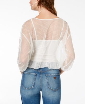 GUESS Luna Embroidered Mesh Top