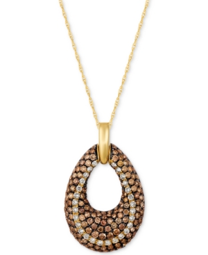 image of Le Vian Chocolatier Diamond Open Teardrop Pendant Necklace (1-9/10 ct. t.w.) in 14k Gold