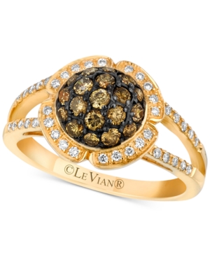 image of Le Vian Chocolatier Diamond Halo Cluster Ring (3/4 ct. t.w.) in 14k Gold
