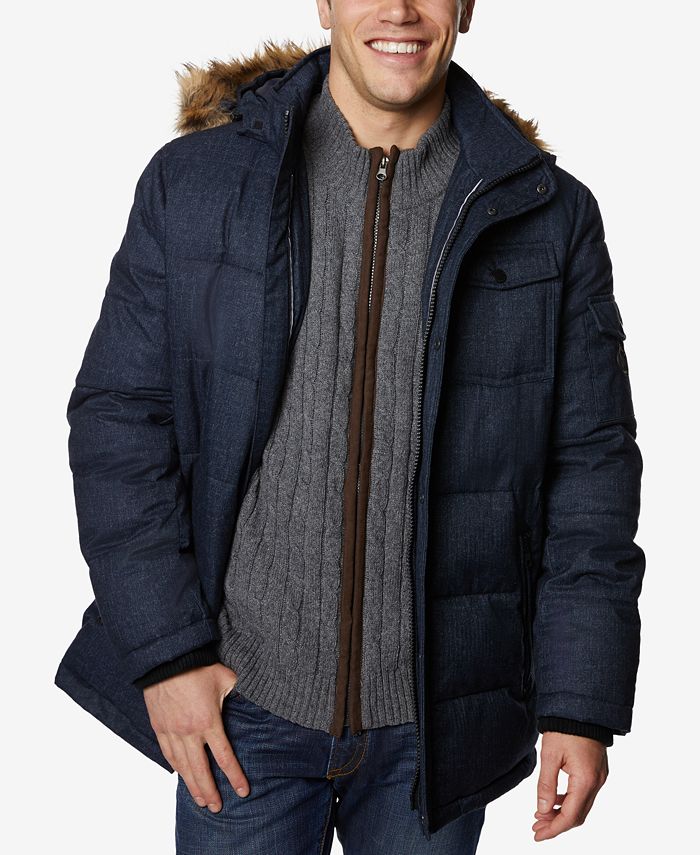 Mens hooded quilted jacket Clearance