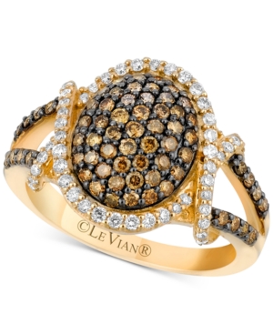 image of Le Vian Chocolatier Diamond Oval Cluster Ring (1 ct. t.w.) in 14k Gold