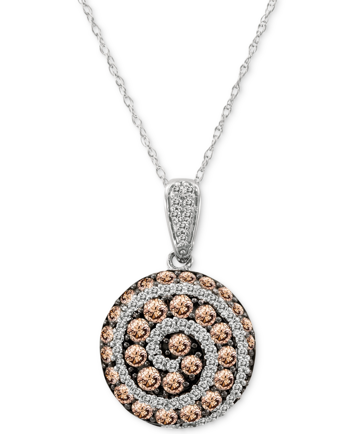 Le Vian Chocolatier Diamond Spiral 18" Pendant Necklace (1-1/4 Ct. T.w.) In 14k White Gold In Gold