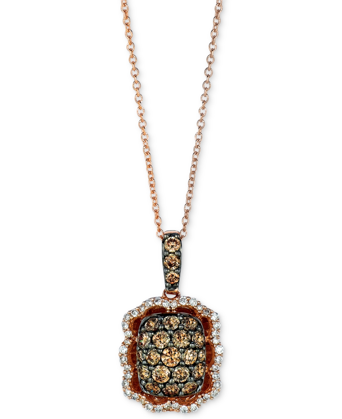 LE VIAN CHOCOLATIER DIAMOND CLUSTER 18" PENDANT NECKLACE (7/8 CT. T.W.) IN 14K ROSE GOLD