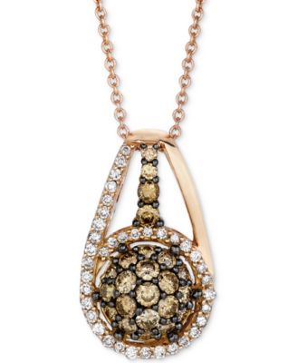Le Vian - Diamond Halo Cluster 18" Pendant Necklace (3/4 ct. t.w.) in 14k Rose Gold