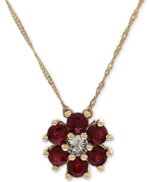 image of Ruby (9/10 ct. t.w.) & White Topaz (1/6 ct. t.w.) 18