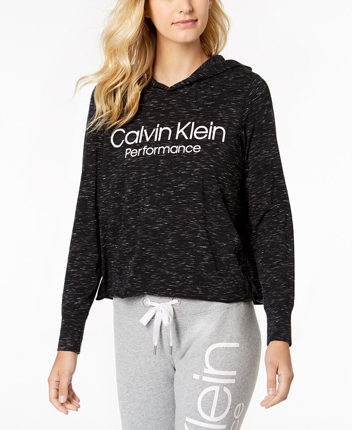 Calvin Klein Logo Cropped Hoodie & Reviews - Tops - Women - Macy's