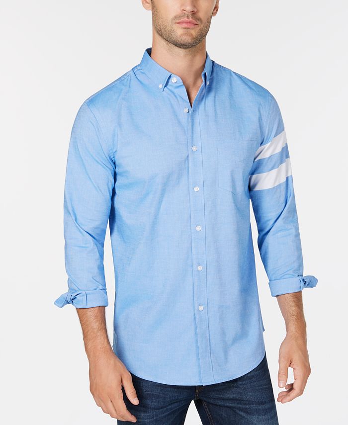 Club Room Men's Striped-Sleeve Oxford Shirt, Created for Macy's ...