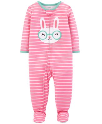 Carter's - Baby Girl Striped Bunny Footed Pajamas