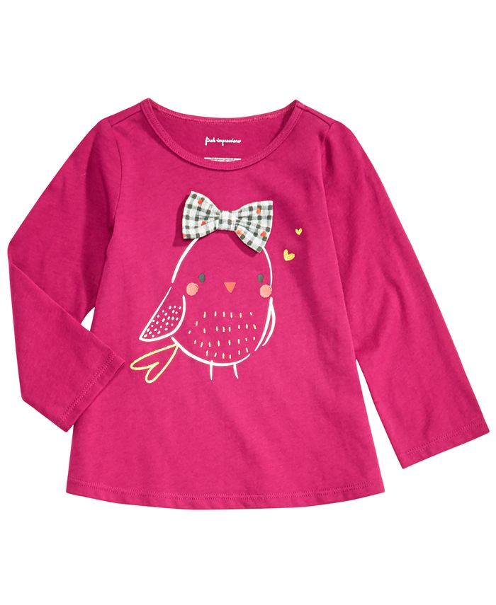 First Impressions Toddler Girls Bird & Bow Graphic Cotton T-Shirt ...