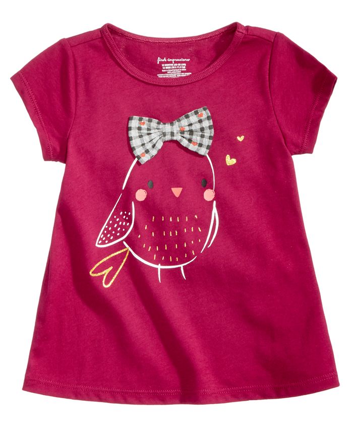 First Impressions Baby Girls Bird-Print Cotton T-Shirt, Created for ...