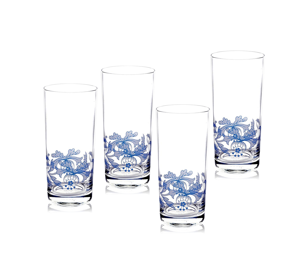 Spode Blue Italian Highball Glasses, Set Of 4 In Blue,white
